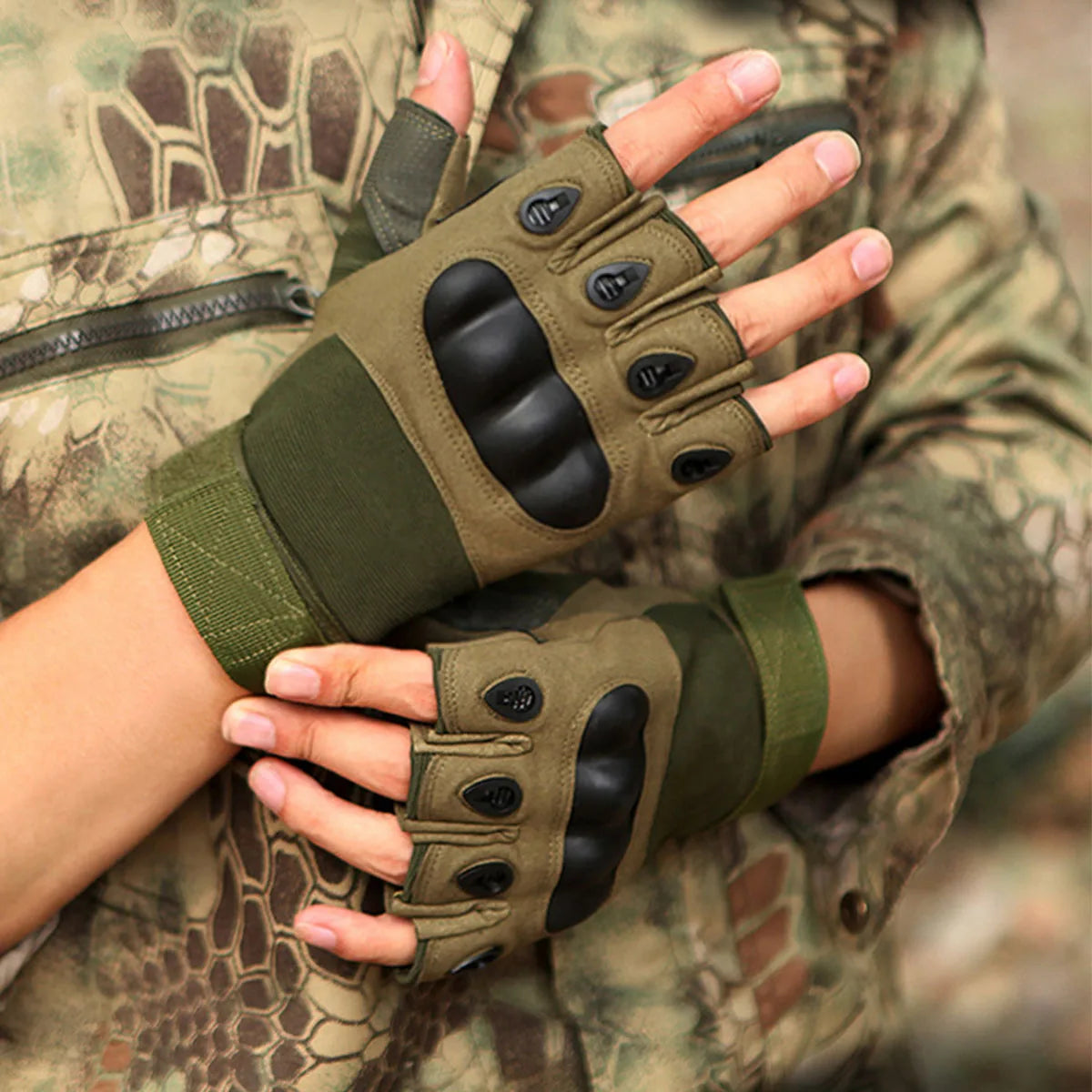 1 pair Half-finger gloves Outdoor military gloves Sports shooting Hunting air gun Motorcycle bicycle gloves