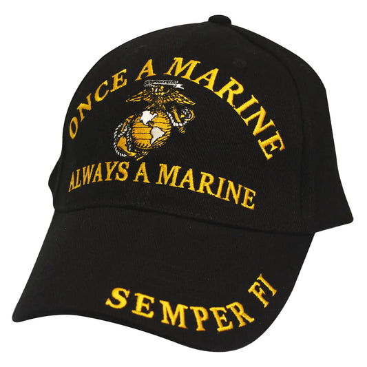 US Marine Cap Black-Once a Marine