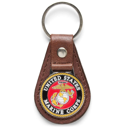 U.S. Marine Corps USMC Leather Keychain (Brown)