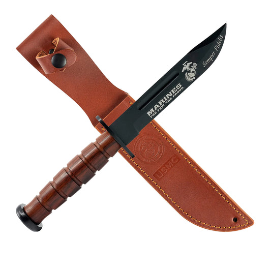 USMC Elite Marine Combat Knife with Leather Sheath